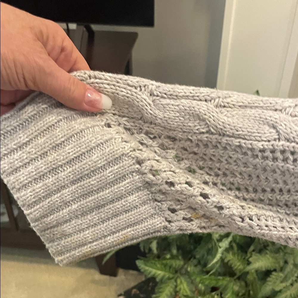 Terra & Sky Light Gray Open Cardigan with Cable Knit - Picture 7 of 10